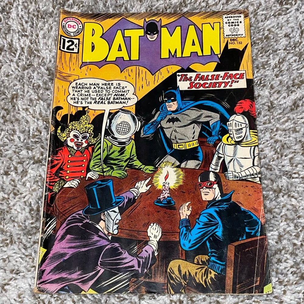 VINTAGE 1962 DC COMICS BATMAN Key 1st False Face Society Silver Age Comic #152